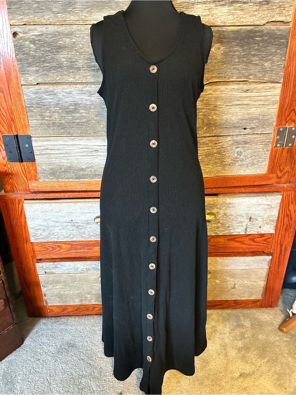 Old Navy Black Button-Front Knit Midi Dress Size Large Tall Sleeveless - Picture 1 of 8